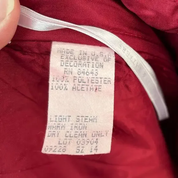 Vintage Watters & Watters Satin Maxi Dress 14 Red - Picture 9 of 10